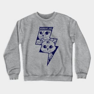 Worship Cats (just blue) Crewneck Sweatshirt